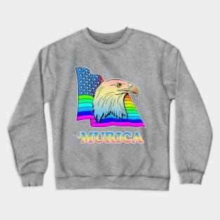 'MURICA Gay Pride American Rainbow Flag Bald Eagle Design Crewneck Sweatshirt